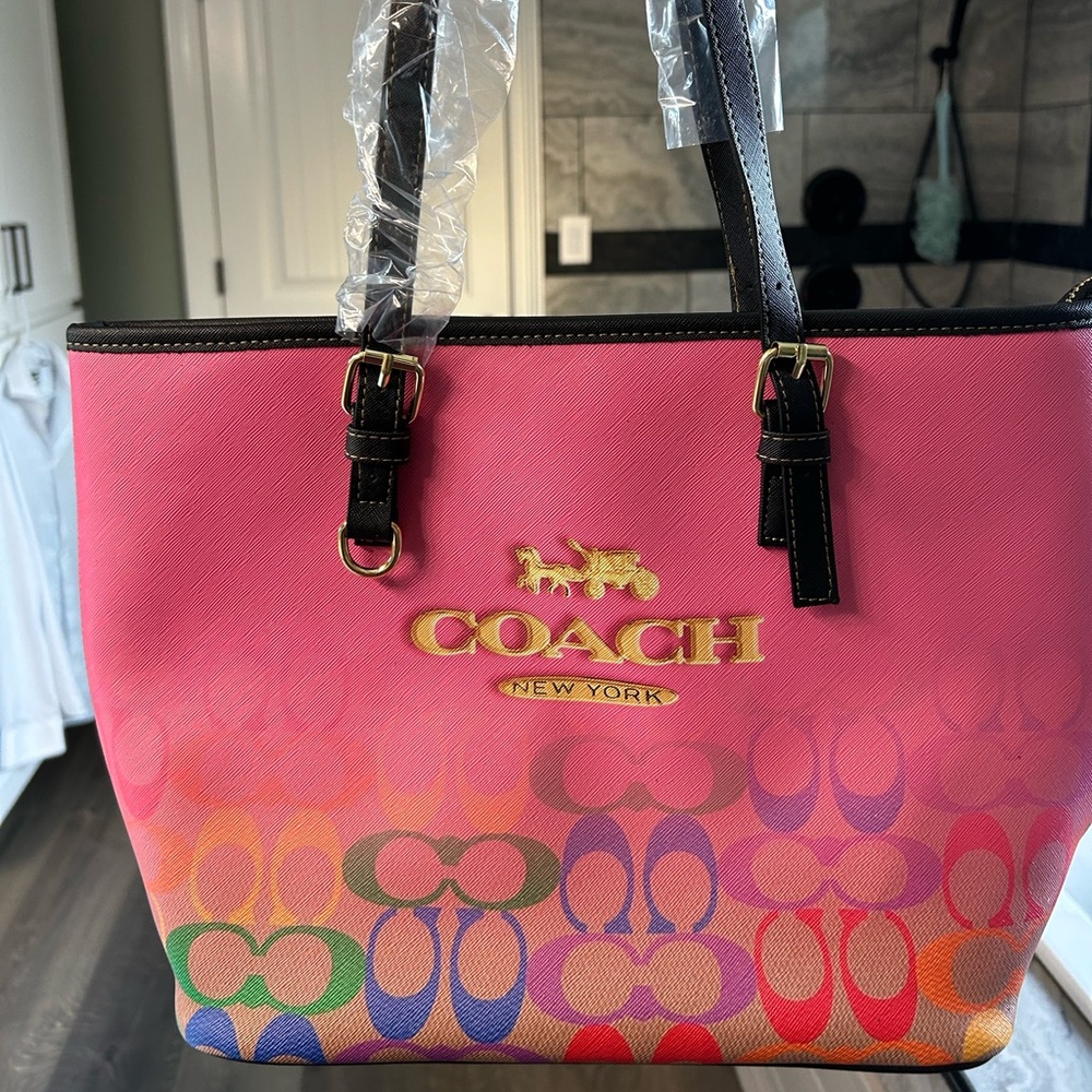 Pink and Multicolor Tote